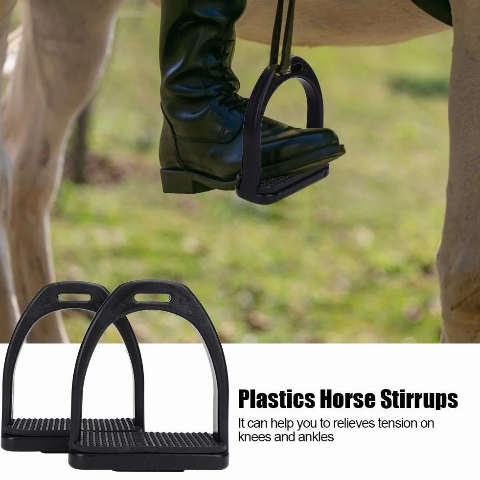 Fdit 2pcs étrier de Cheval étriers en Plastique de Haute résistance étriers d'équitation de sécurité étriers équestres antidérapants pour Selle(L)