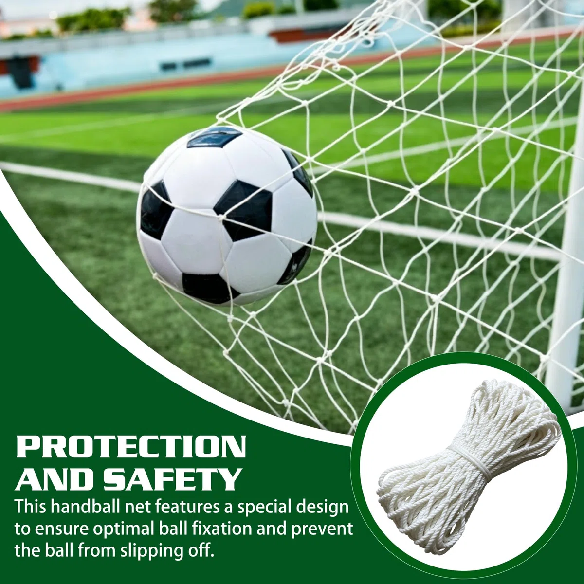 Filet de rechange pour but de football : 3 x 2 m Filet de but pour entraînement de football avec 10 sangles en nylon blanc (2,5 x 40 cm), filet de but futsal – But non inclus (blanc)