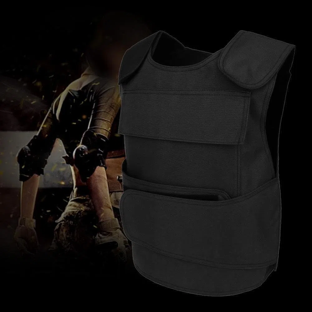 Gilet de protection, gilet anti-couteau avant et arrière, gilet d'autodéfense dissimulé, équipement de sécurité à l'épreuve des balles (sans plaque), Noir