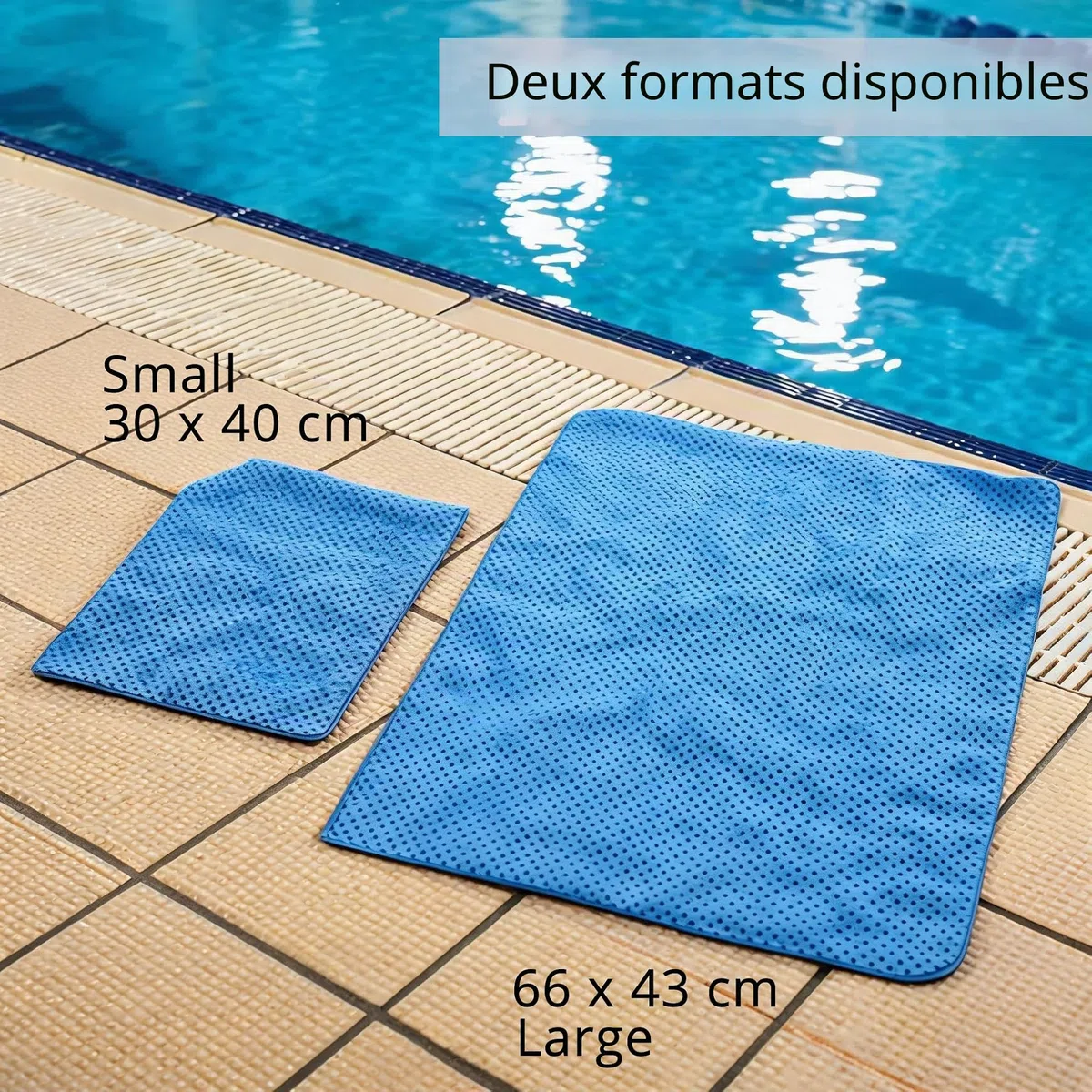 Serviette de piscine en peau de chamois PVA super absorbante, bleu
