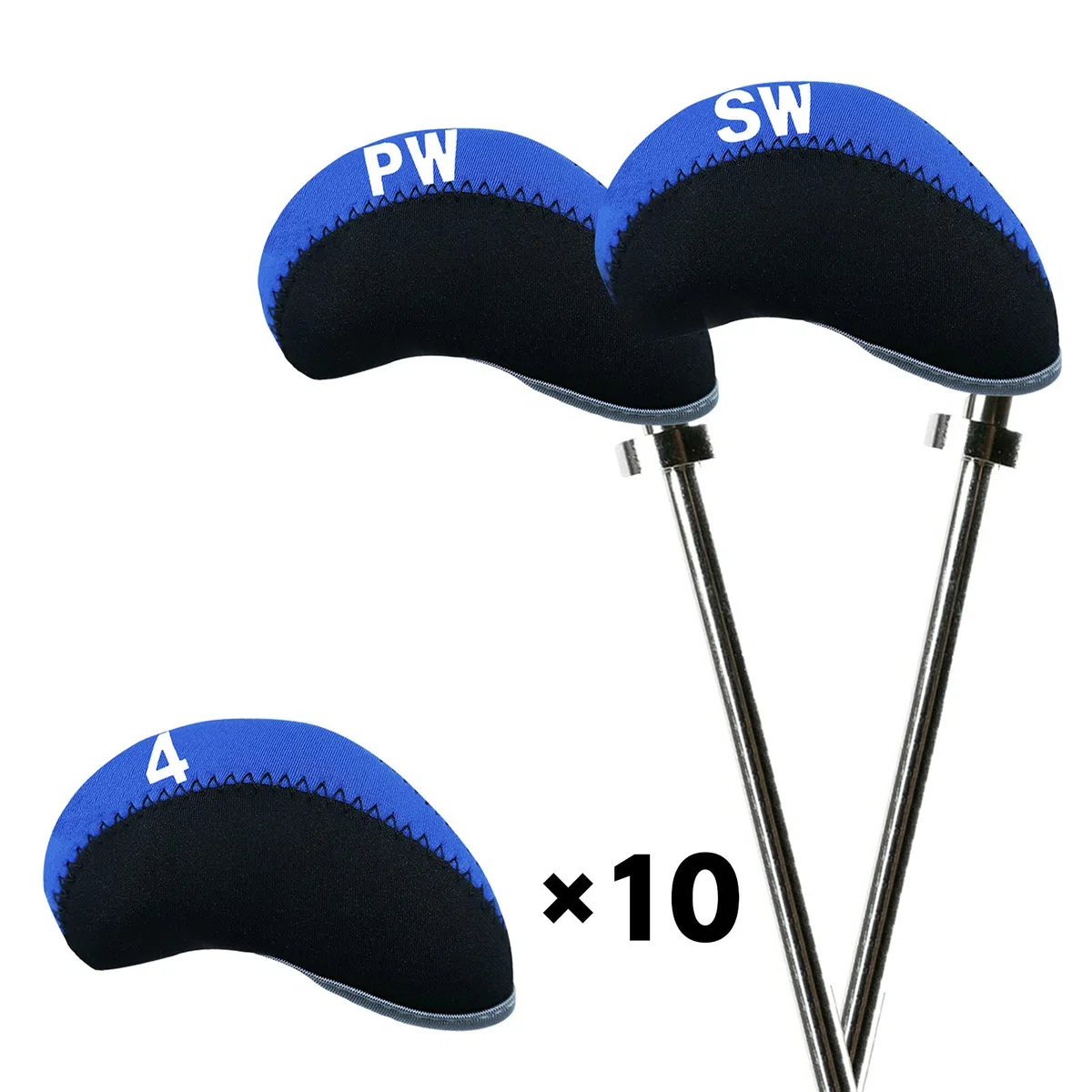 Housses de Protection Clubs de Golf Néoprène Numéros Couvre-Têtes de Fer avec Fenêtre Supérieure 10 Pcs Sets, Couvre Fer Golf Sports de Voyage Doux Durables en Plein Air