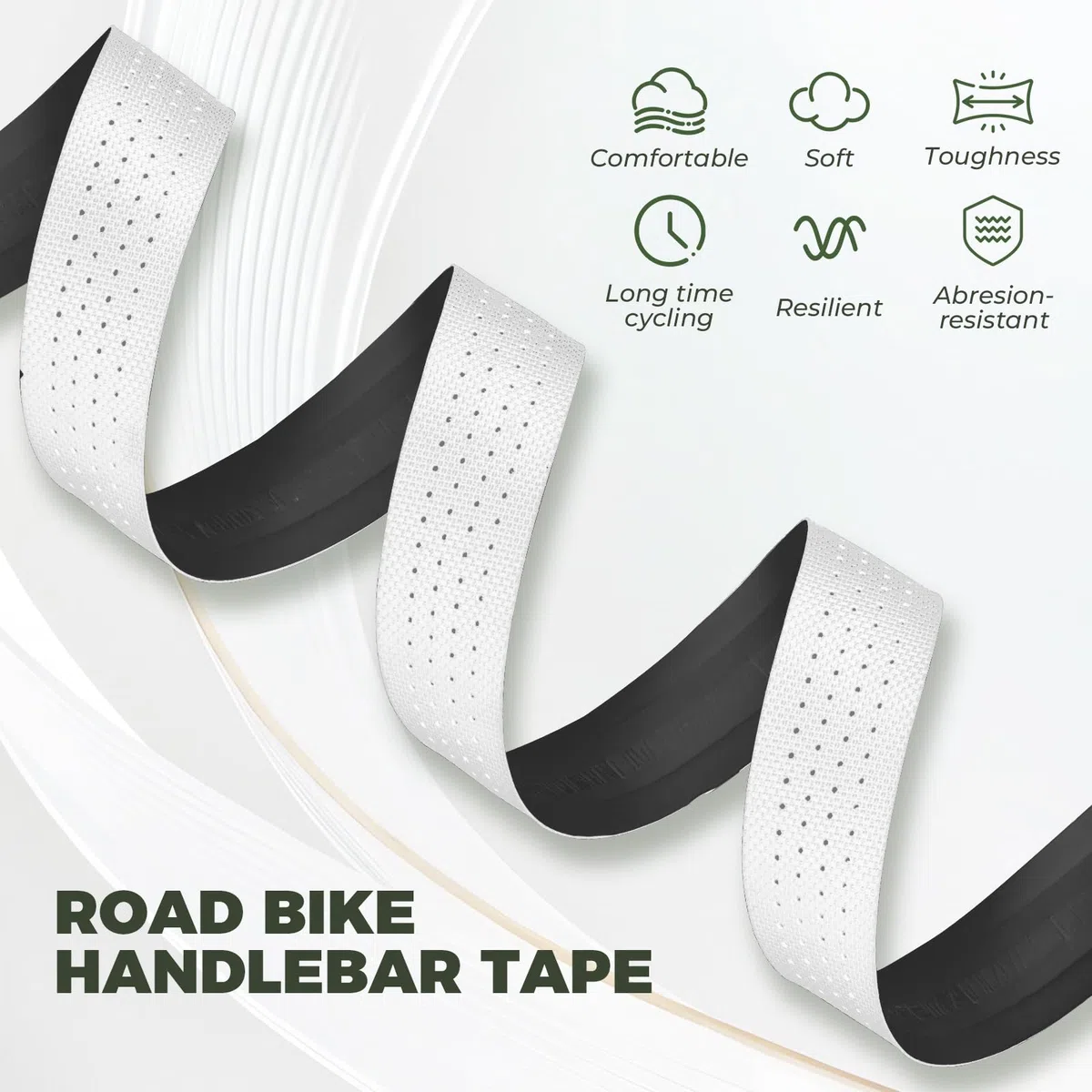ROCKBROS Deux Rouleaux Bande de Guidon Vélo de Course, Super long 220cm et Epaisseur 3mm, Bande de Poignée Autocollante pour MTB Gravel Vélo de Course et Urban Cycling, Accessoires