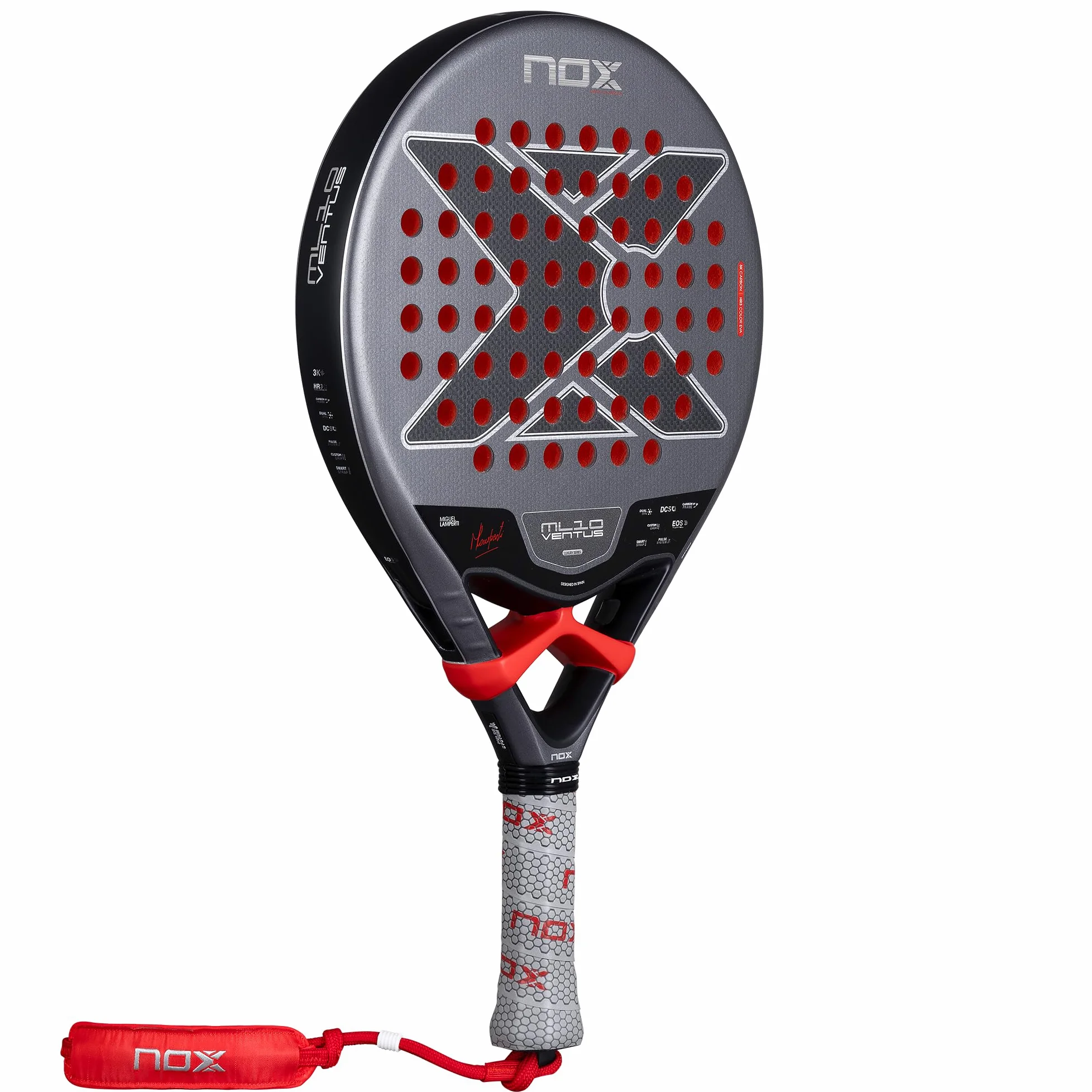 NOX Raquette de padel ML10 Ventus Control 3K 2026 | Miguel Lamperti Raquette Pala de forme ronde | Face en fibre de carbone 3K, noyau en EVA couleur HR3 | Agilité tunnel ES, confort de préhension
