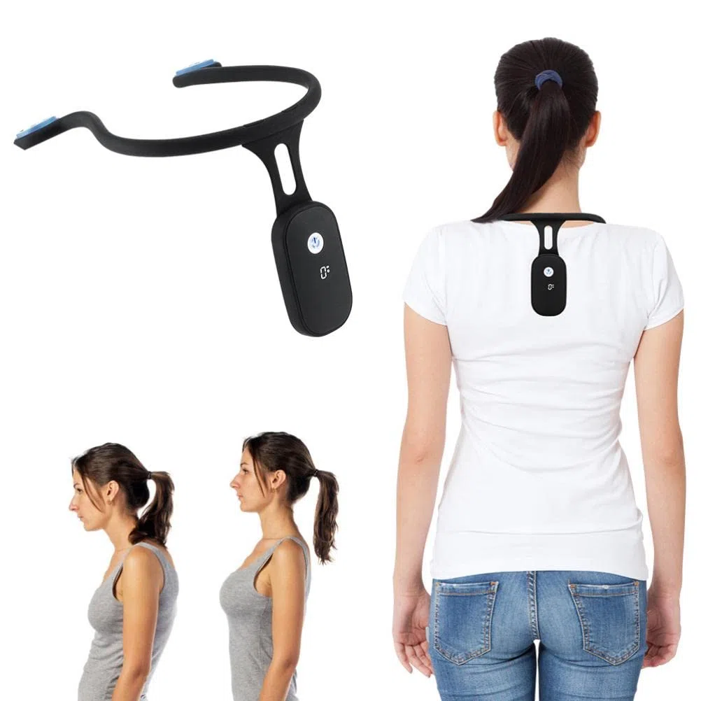 Chrees Correcteur de Posture en Silicone, Correcteur de Posture Intelligent, Entraîneur de Cou Suspendu, Rechargeable, Silicone, Attelle Dorsale, Alerte de Vibration pour