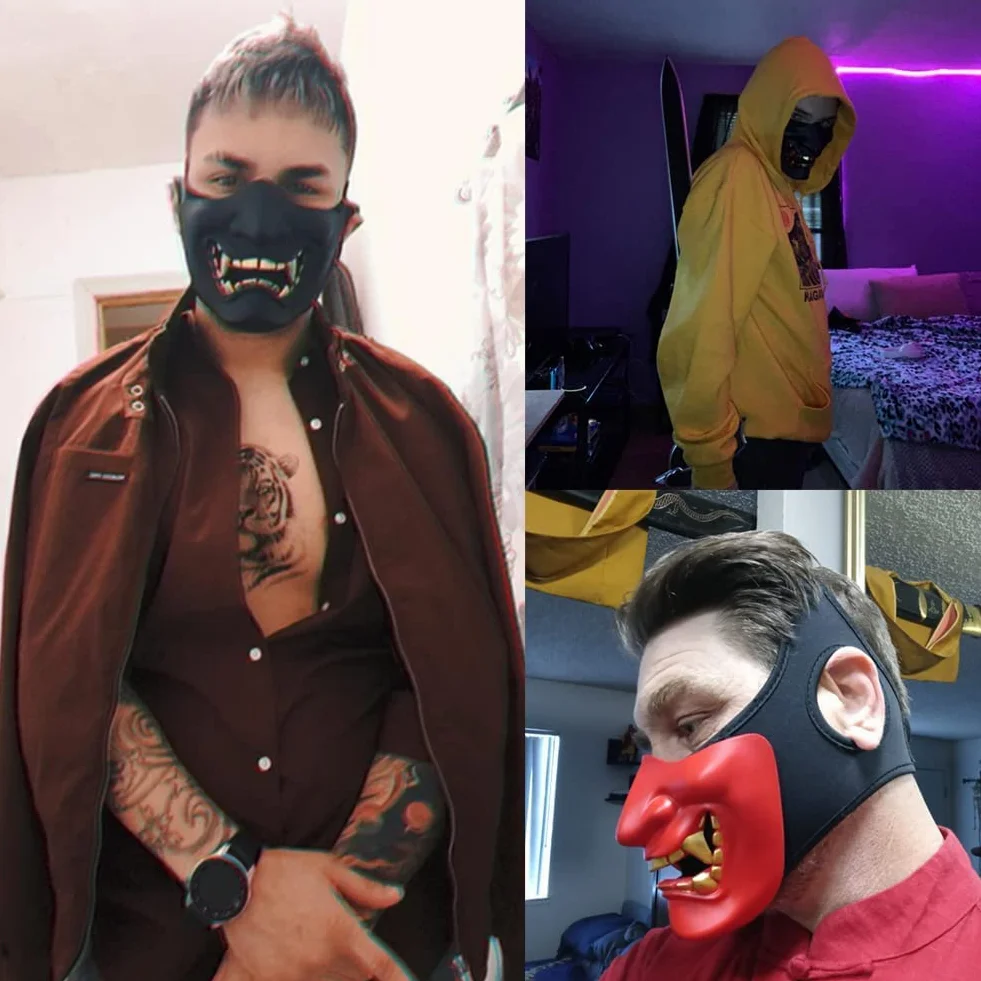 Demi-Masque de Protection pour Airsoft, Monstre Kabuki, samouraï, Hannya Oni pour Bal masqué, fête, Halloween, Jeux de Guerre