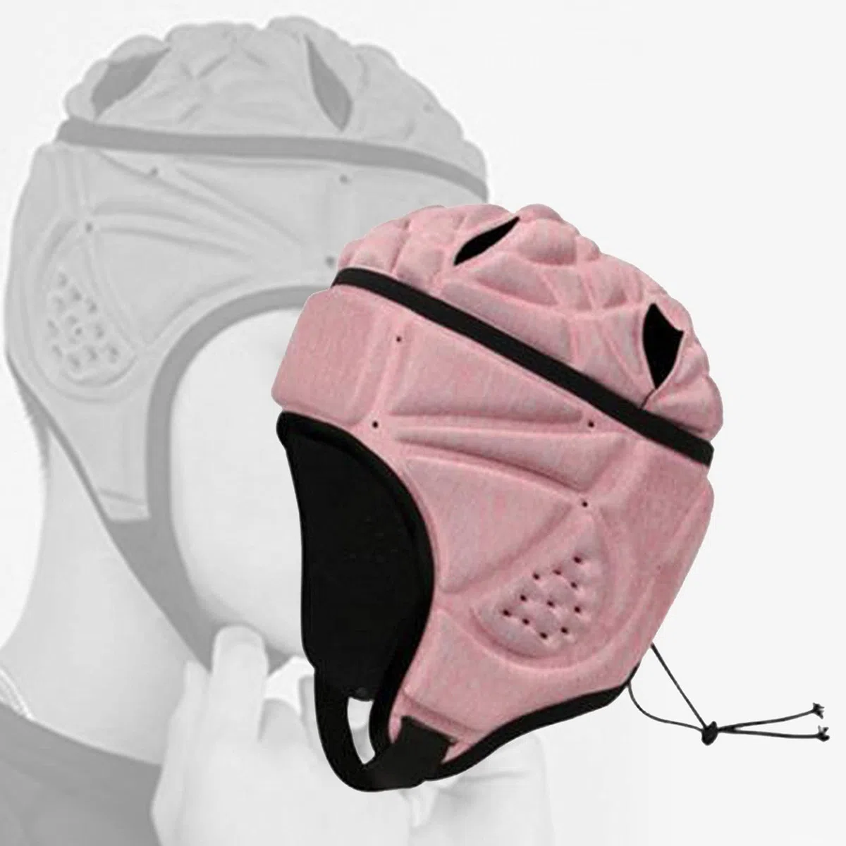 Casque de Rugby réglable Casque de pour Football Baseball Protecteur de tête Casque de Souple pour Adultes Jeunes, Rose