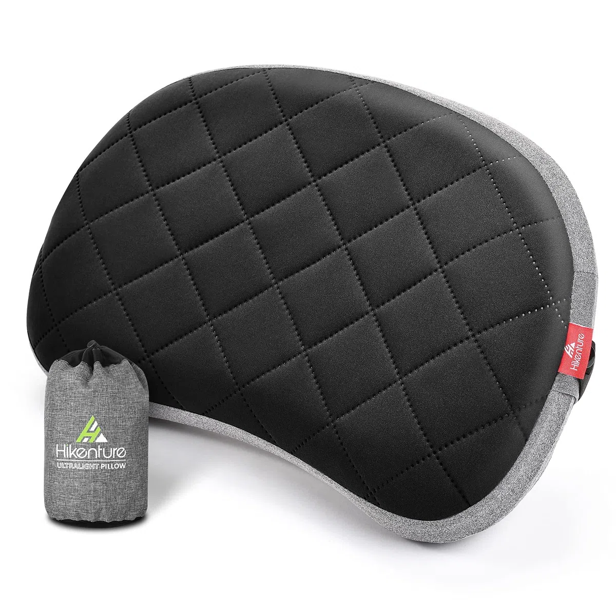 HIKENTURE Oreiller Gonflable Camping avec Taie Amovible – Coussin Gonflable Léger, Compact et Confortable - Coussin de Voyage Gonflable pour Camping, Trekking, Plage, Avion et Bivouac - Noir