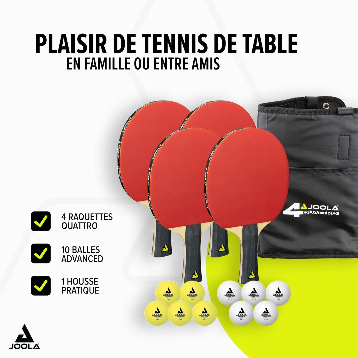 JOOLA Tischtennis-Set Quattro, 4 Tischtennisschläger