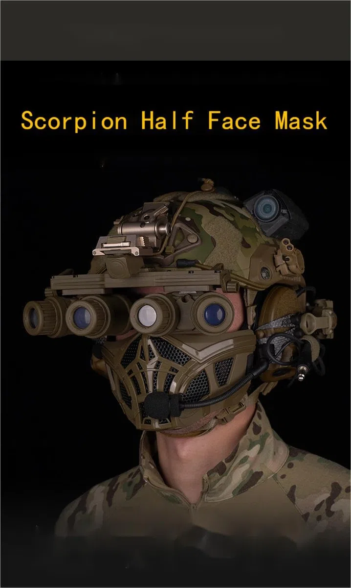 Protection Tactique Scorpio Demi - Masque pour Masque Airsoft Equipement Tactique Extérieur pour CS Game Cosplay Chasse Halloween