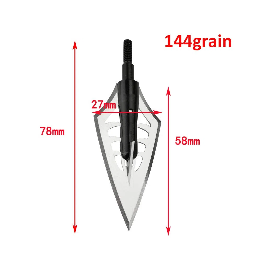 6pcs Tir à l'arc Têtes de Flèche 160 Grain Pointes de Flèche 2 Lames 144 Grain Points de Chasse Broadheads pour Arbalète et Flèches de Carbone
