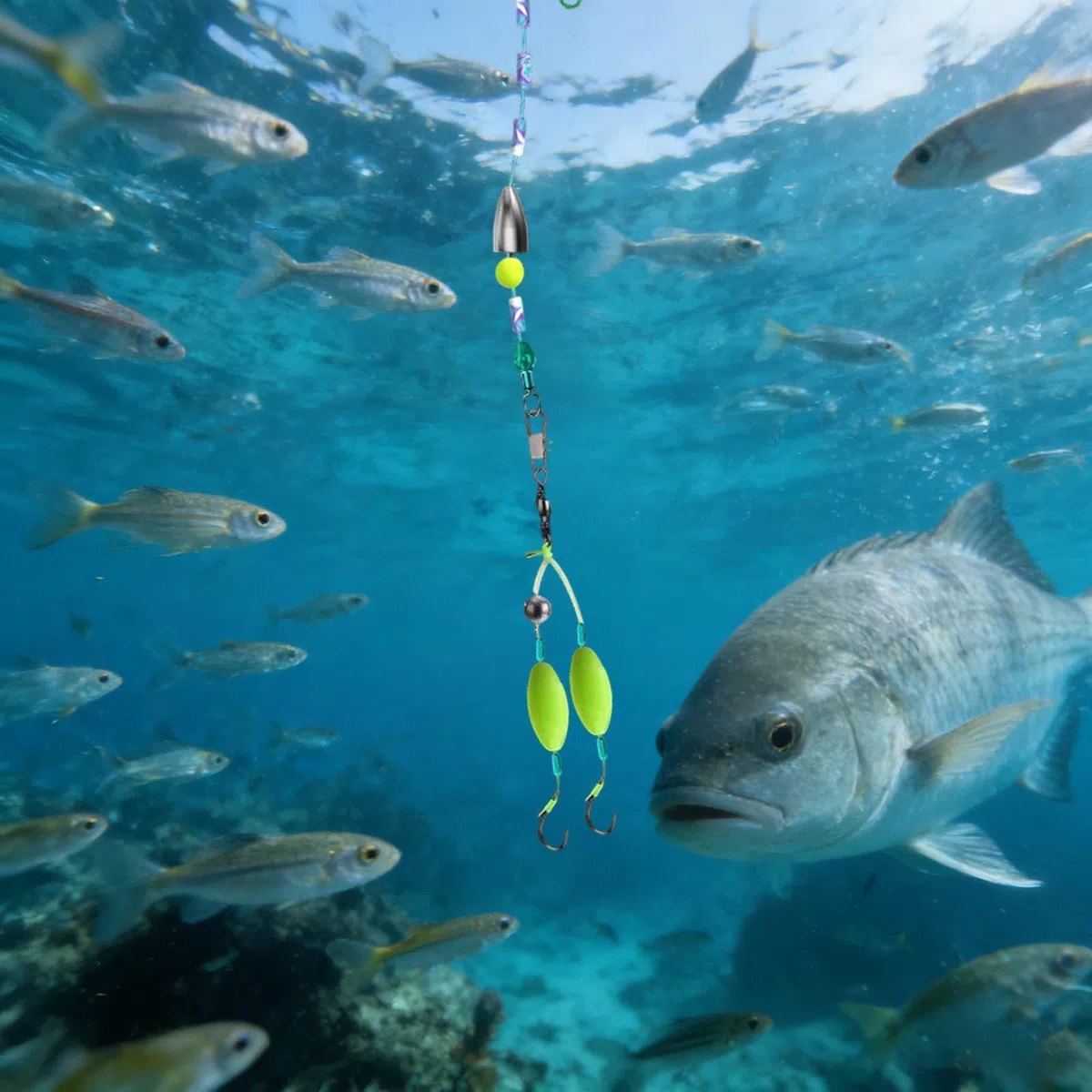 2026 - Bouée automatique avec ligne de recherche de fond pour la pêche en eau douce et en eau de mer - 120 m - Bouée coulissante montée pour une efficacité