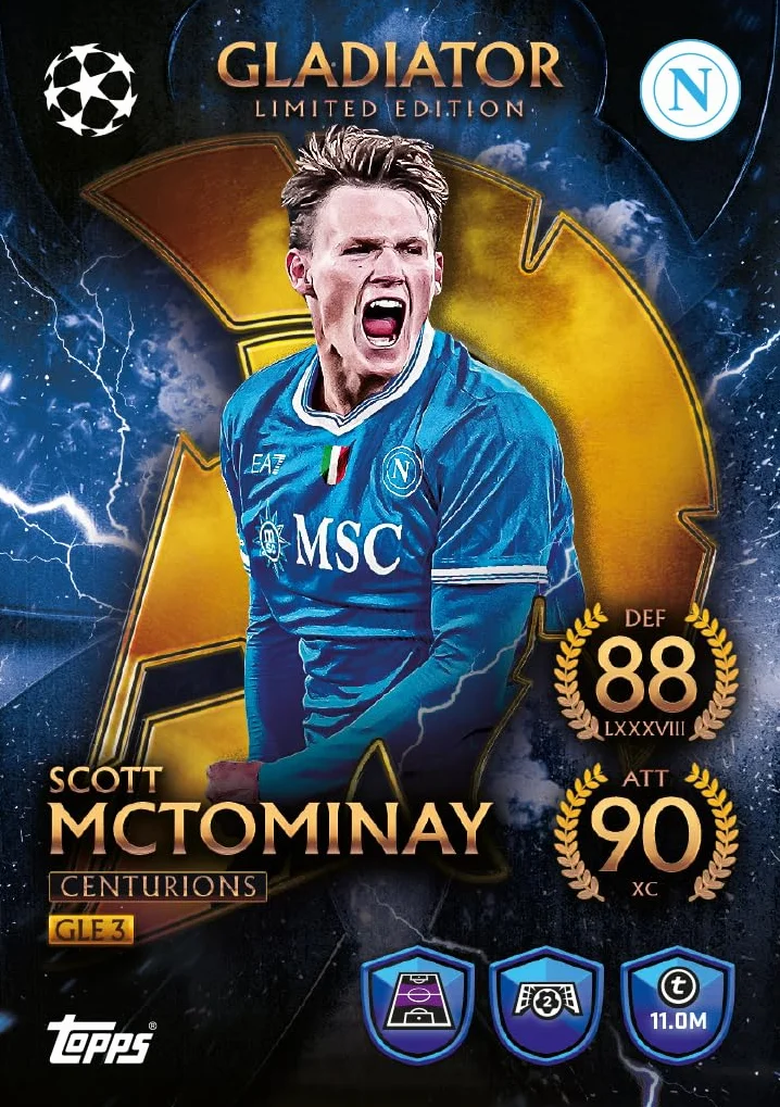 Topps UCC Match Attax 2025/26 – Mega Tin – Centurions – Contient 45 cartes Match Attax plus 3 cartes Gladiators LE exclusives.