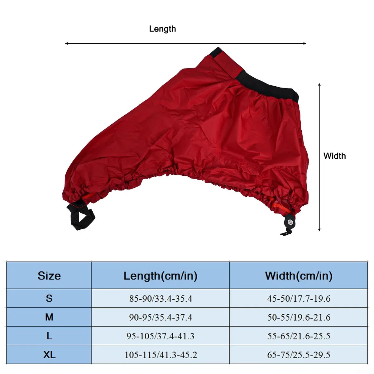 Jupe de pont de kayaks imperméable de qualité supérieure pour canoë bateau avec taille réglable, sangle à dégagement rapide, taffetas de polyester 290T (taille M, rouge)