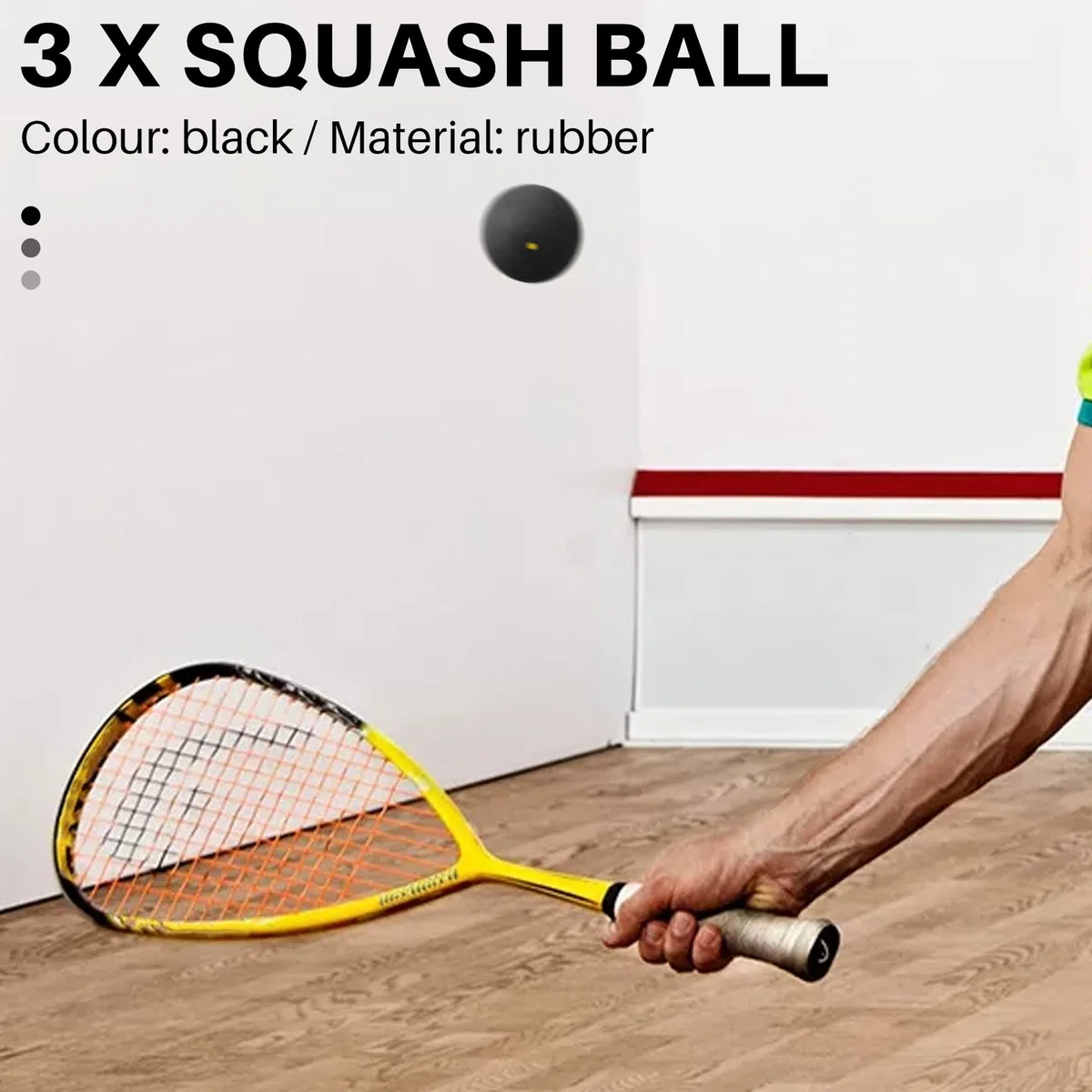 3 PièCes Balle de Squash Un Point Jaunes Balles en Caoutchouc de Sport à Basse Vitesse Joueur Professionnel Squash de CompéTition
