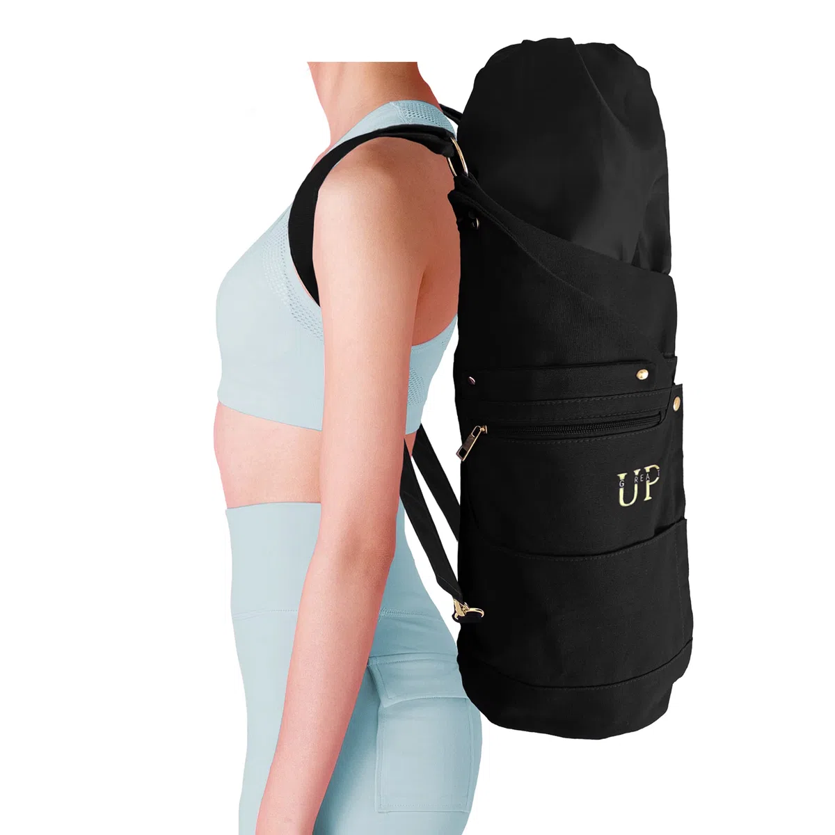 UP GREAT Sac à Dos XXL pour Tapis et Accessoires de Yoga en Toile de Coton - Cadeau d'Anniversaire