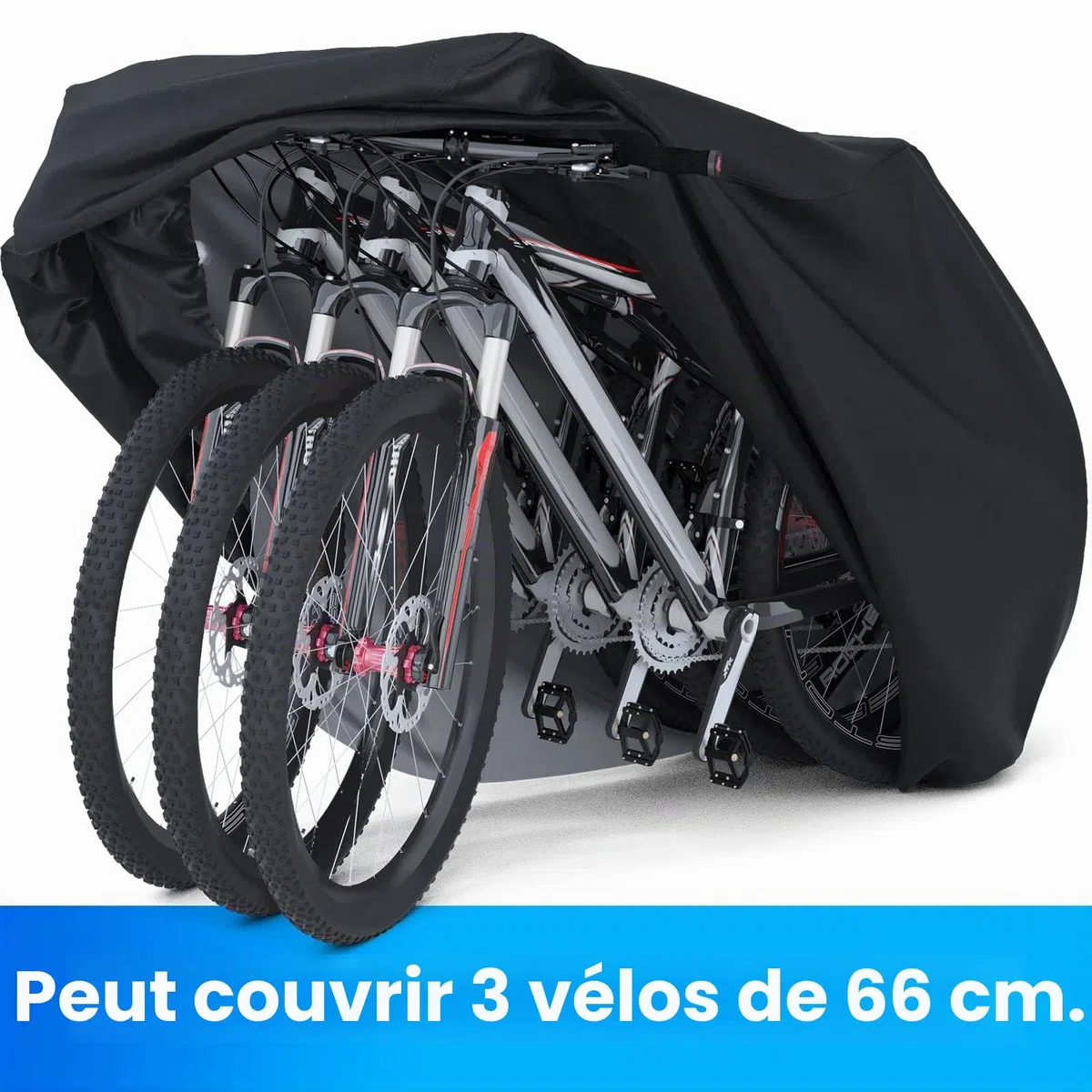 Favoto Housse de Vélo pour 2-3 Vélos, Bâche Protection de Bicyclette en 210D Oxford Imperméable Anti-Poussière Pluie UV Neige pour Vélo de Route VTT avec Ceinture, 200x105x110cm Noir