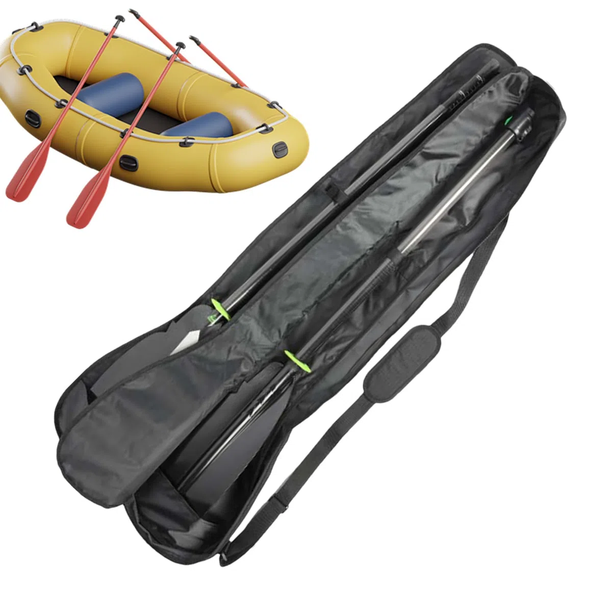 Générique Housse Rangement Pagaie Kayak - Tissu Oxford 130x25x7cm | Sac Doubles-Têtes | Organisateur Imperméable Trois-Sections avec Sangle Ajustable pour Sports Bandoulière Réglable