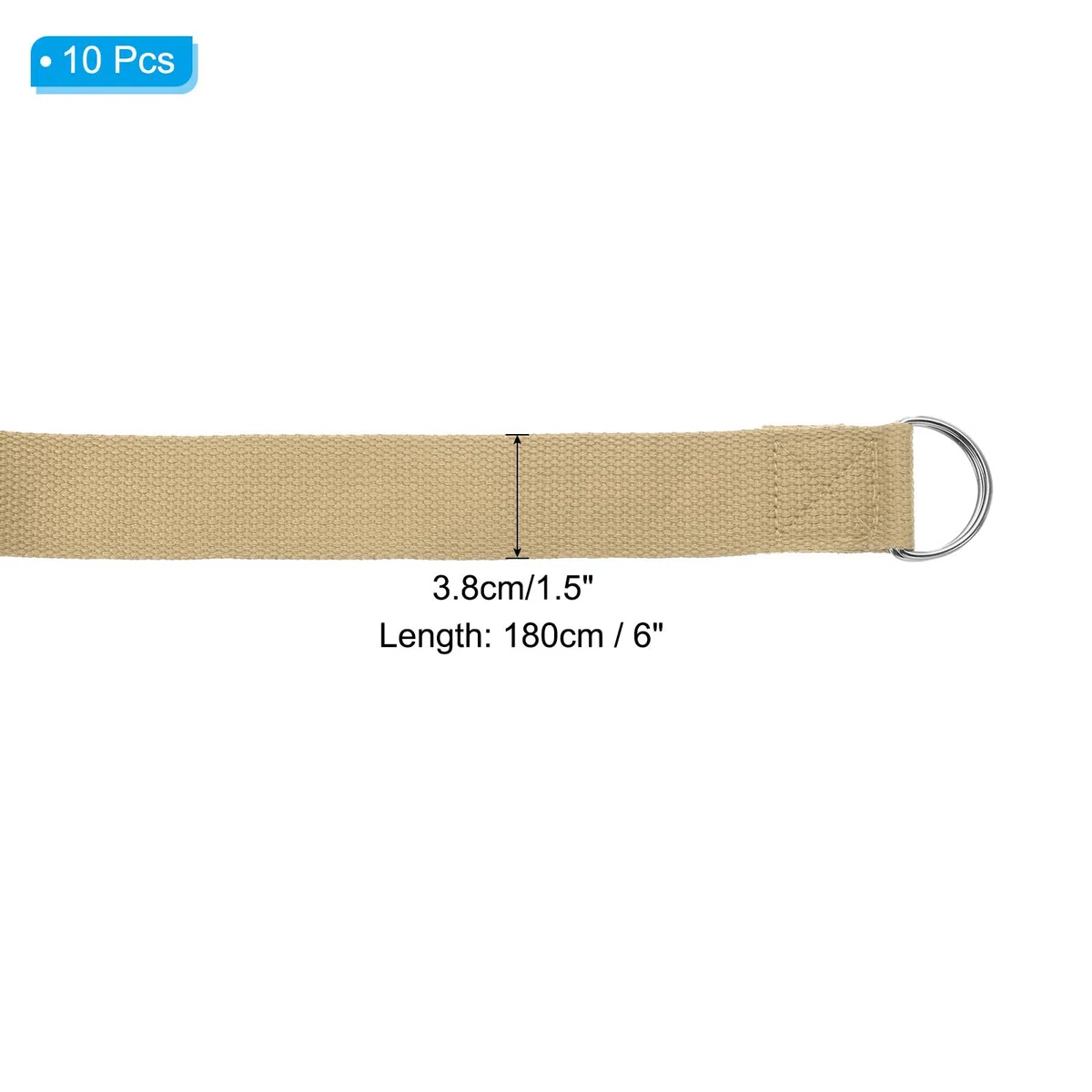 PATIKIL Sangle De Yoga Pour Étirement 6 Pieds, 10Pcs Ceinture De Yoga En Coton Avec Boucle En Métal D-Ring Ajustable Bandes D'Étirement Pour Fitness Pilates, Kaki