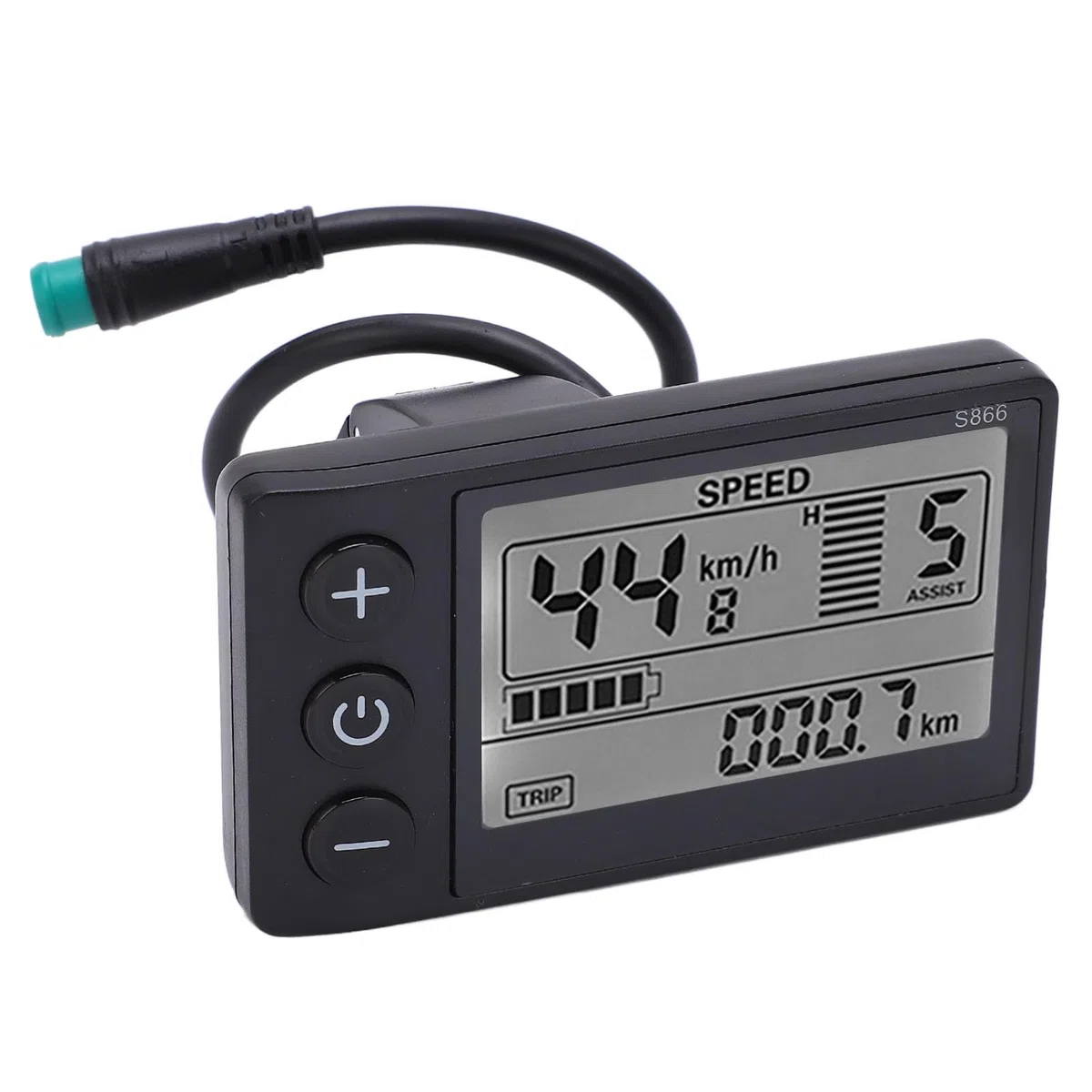 Keenso Vélo électrique S866 LCD Display Meter 24V 36V (par défaut), 48V (réglable) Panneau de Commande avec Prise étanche