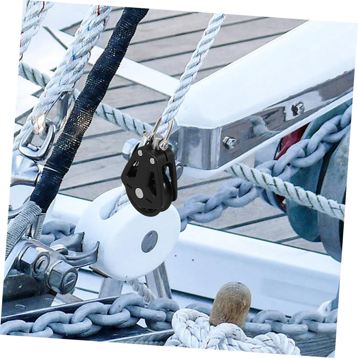 2pcs Bloc de Roulement à Double Poulie en Nylon et Acier Inoxydable, Système de Poulie Polyvalent avec Rotation pour Levage Facile sur Voilier et Accessoires Marins