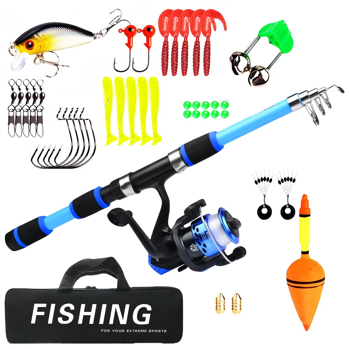 Kit de Pêche pour Enfants, 1.8m Canne a Peche Enfant, Kit de Canne a Pêche pour Enfants, Canne A Peche Telescopique + Moulinet de Pêche, pour Jeunes, Filles Et Garçons Voyageant