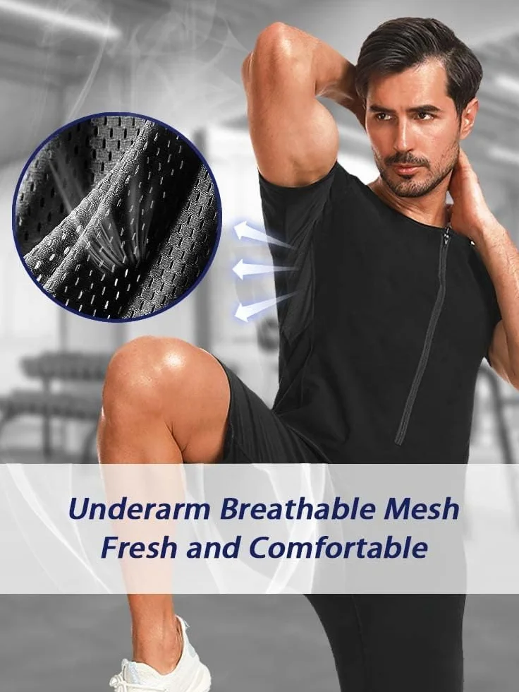 Combinaison de sauna pour homme - Maillot de sudation pour homme - Gilet de sudation - Maillot d'entraînement avec short - Attrape la chaleur - Entraînement de la transpiration