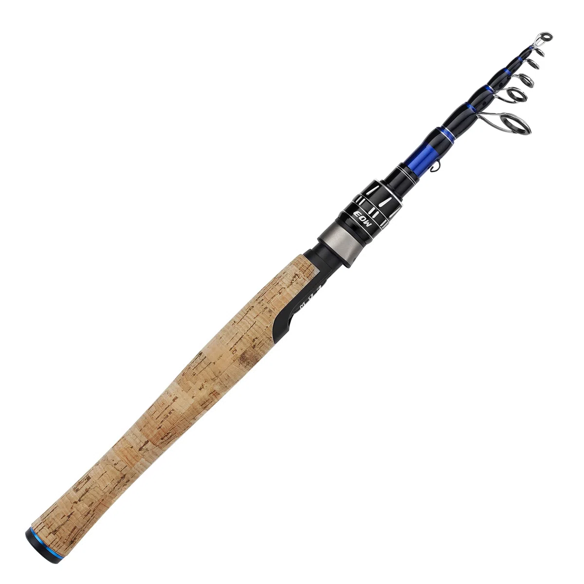 Eow XPEDITE Pro Canne à pêche télescopique Portable pour Lancer et Filer, Cannes à pêche en Carbone 24T et Pointe en Carbone Solide, poignée en liège, Canne à pêche de Voyage, Courte Cannes à pêche