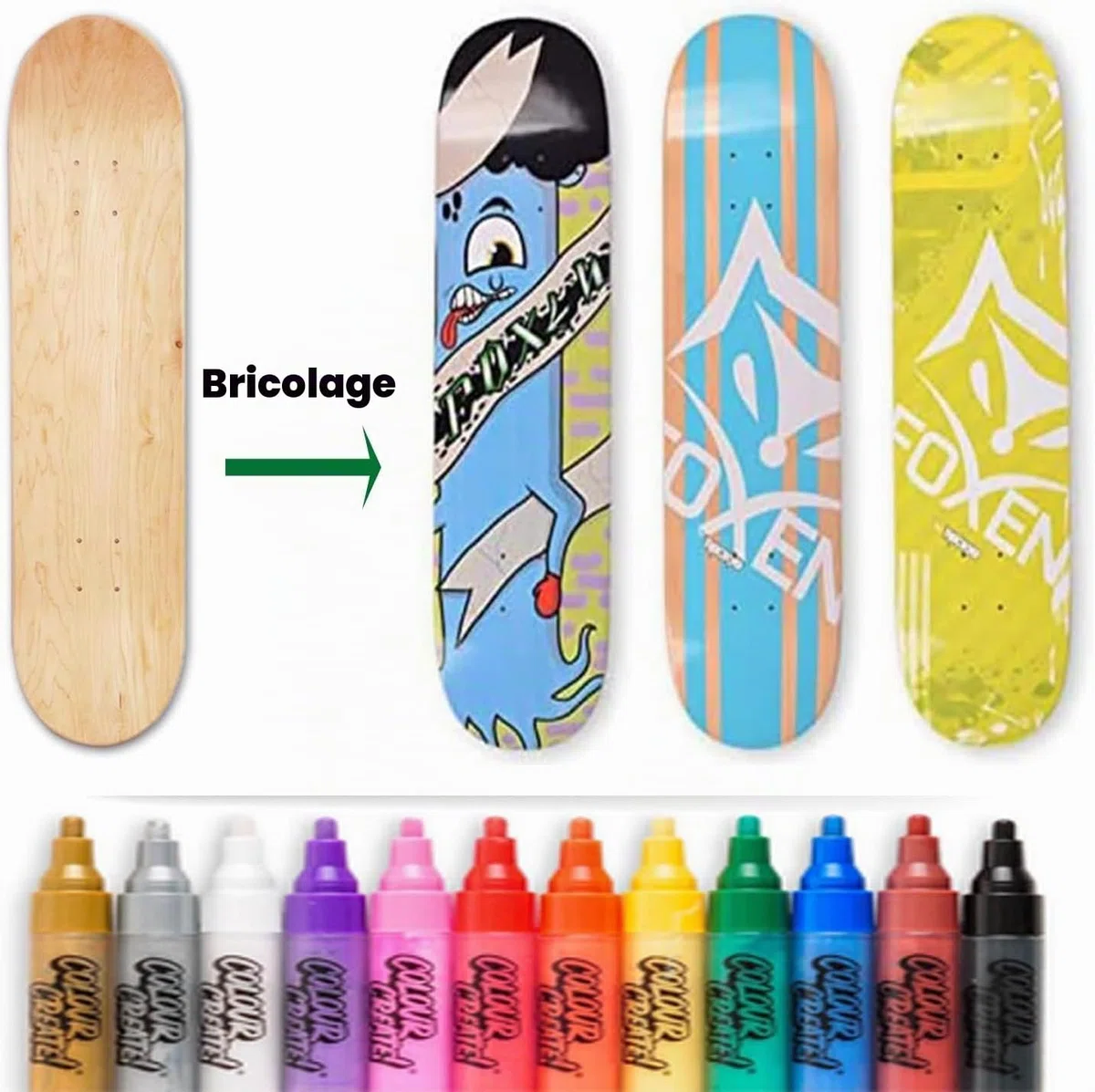 Lot de 2 planches de skateboard vierges en érable 7 couches Planche de skateboard naturelle pour l'art personnel, graffiti, peinture, etc. Skateboard double concave 79 x 20 cm