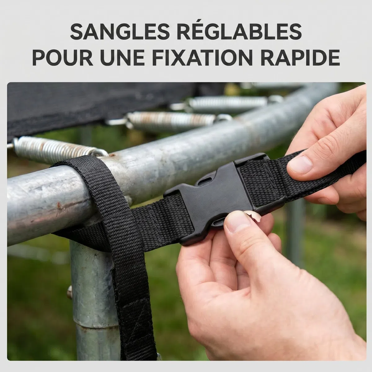 SPORTNOW Lot de 4 Piquets d'ancrage au Sol en Acier Galvanisé, Ancrage Spirales 32 cm, avec 4 Sangles Ajustables 180 cm, Kit d'ancrage au Sol pour Trampoline, Tentes, Balançoires, Abris