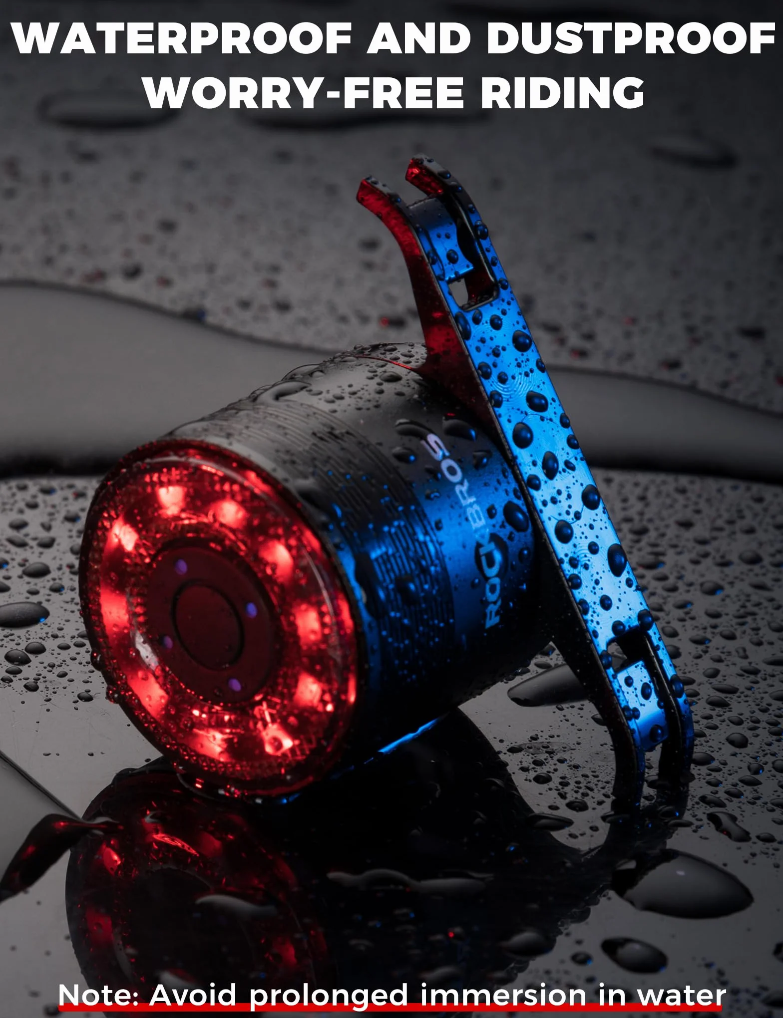 ROCKBROS Feu Arrière Vélo RGB LED 5 Modes, Lumière Arrière USB-C Rechargeable 300mAh IPX5 Étanche, Éclairage 7 Couleurs avec Double Fixation Selle/Tige pour VTT et Route