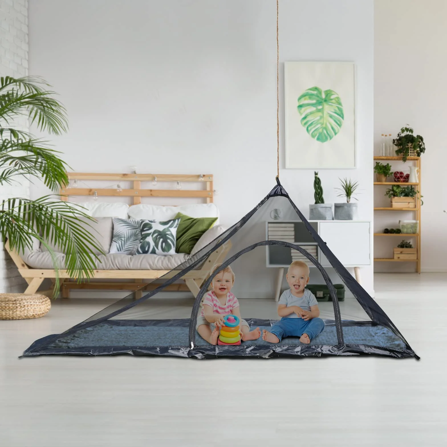 EFUTURETIME Moustiquaire Camping, 220 x 120 x 100cm, Voyage Léger Portable, Anti Moustique, Exterieur avec Porte Zippée pour Lit de Camping, Randonnée, Noir