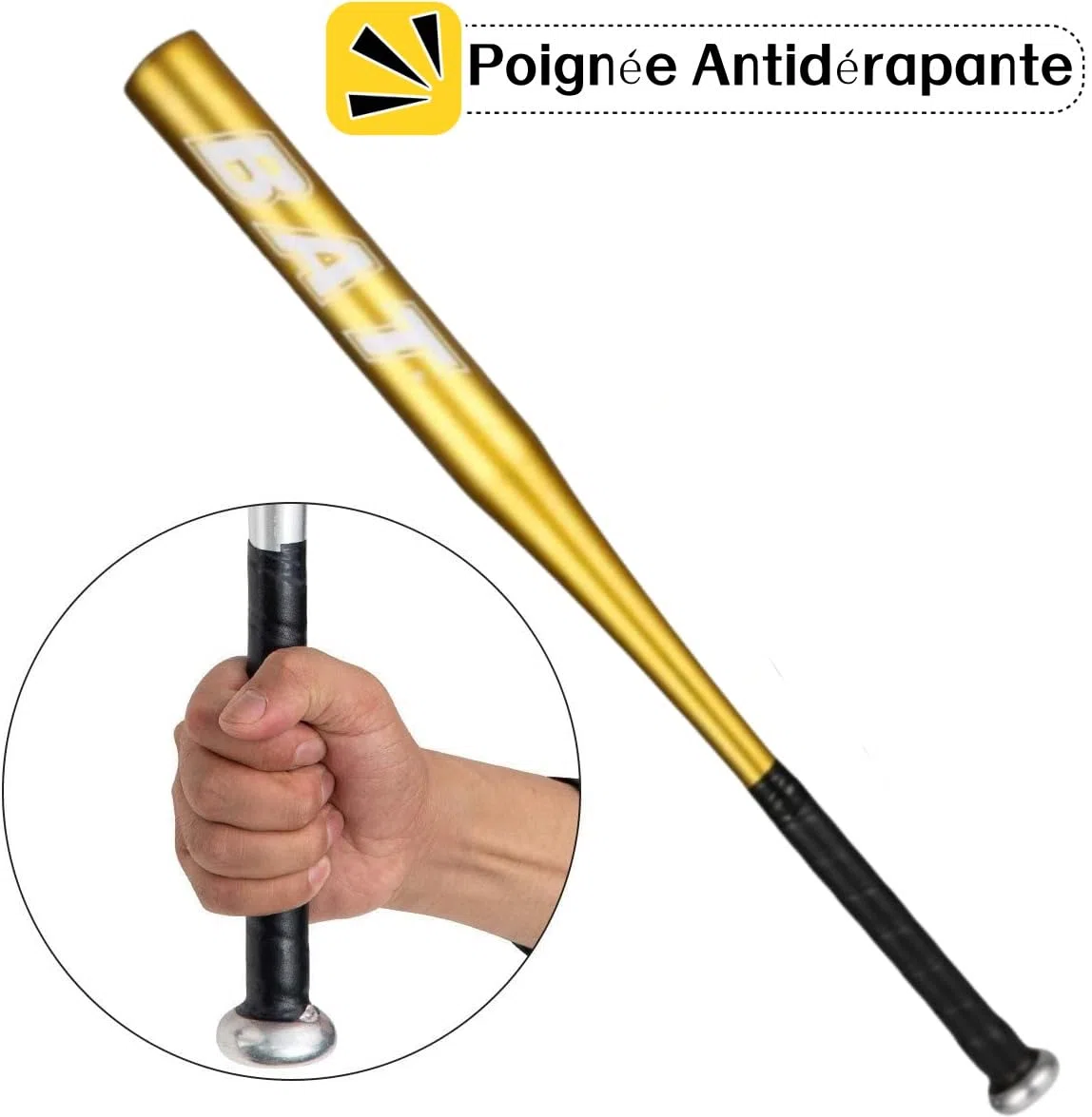 Battes de Baseball 25 Pouce Aluminium Antidérapante Baseball et Gant de Baseball Métal Adulte Pro Léger pour Exercice Joueurs Jeu Homme Femme Solide Durable à la Mode