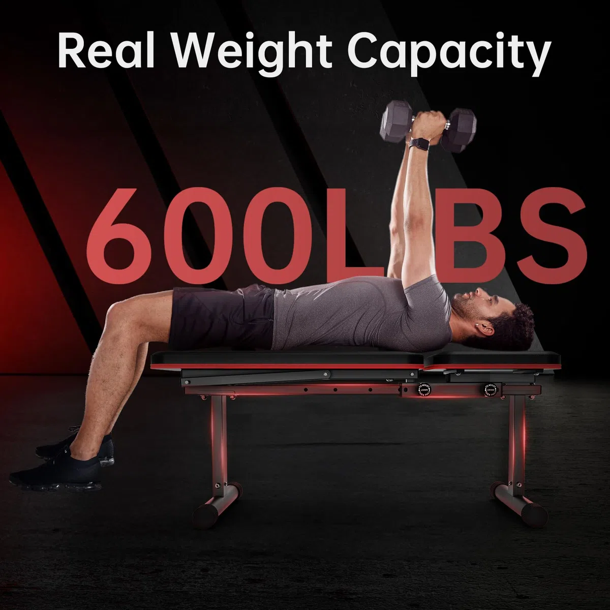 PASYOU Banc Musculation Pliable, Banc Muscu Plat et Inclinable Multi-Niveaux avec 300KG de Capacité de Charge, Réglable Banc de Musculation pour Salle de Sport à Domicile Double Cadre.
