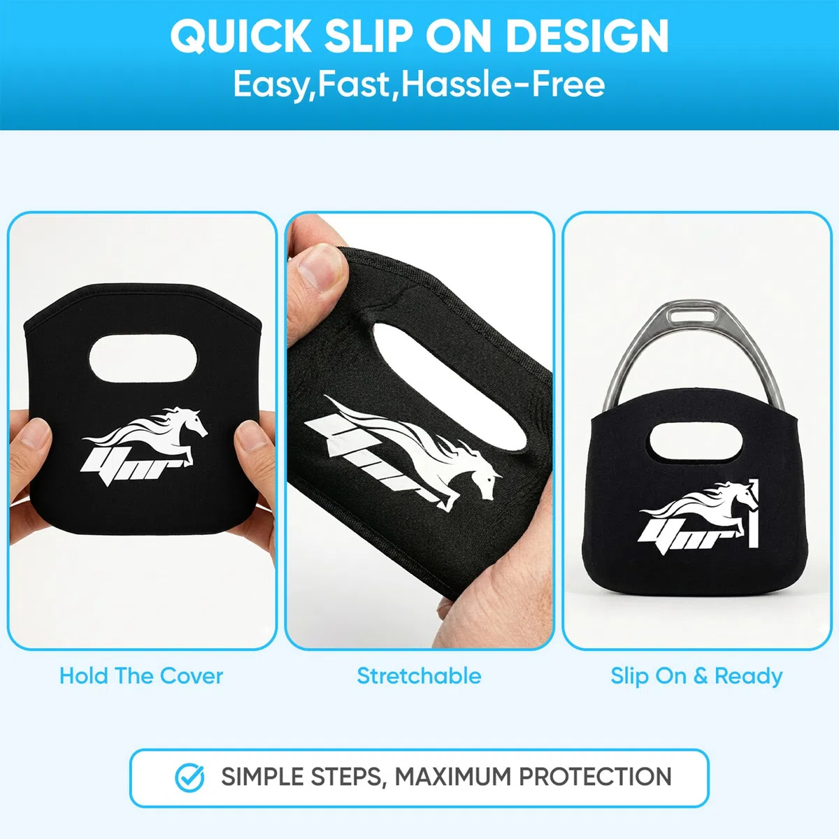 YNR Housses d'étriers pour étriers en fer, étriers Platis en néoprène souple, chaussettes pour selle, équipement d'équitation, protection contre les crampons de cheval