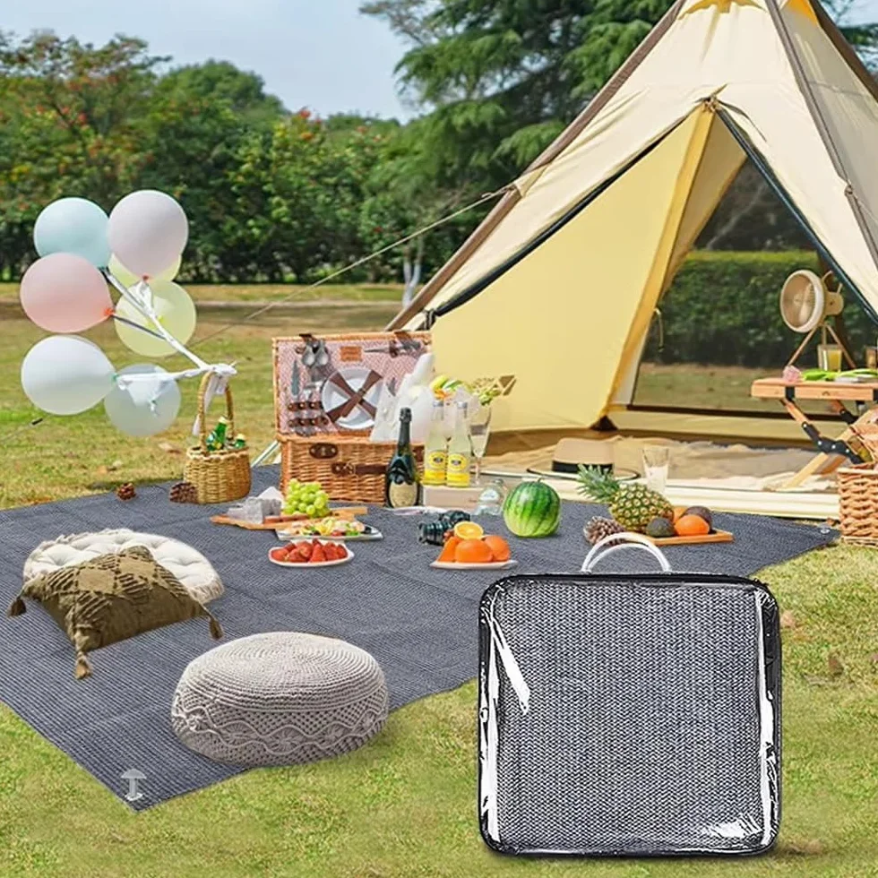 NEWFUN Tapis de Sol Camping Car, Tapis d'auvent avec œillets, Tapis de Tente pour Camping en Plein Air, Lavable, Sac de Transport et Piquets de Fixation Inclus