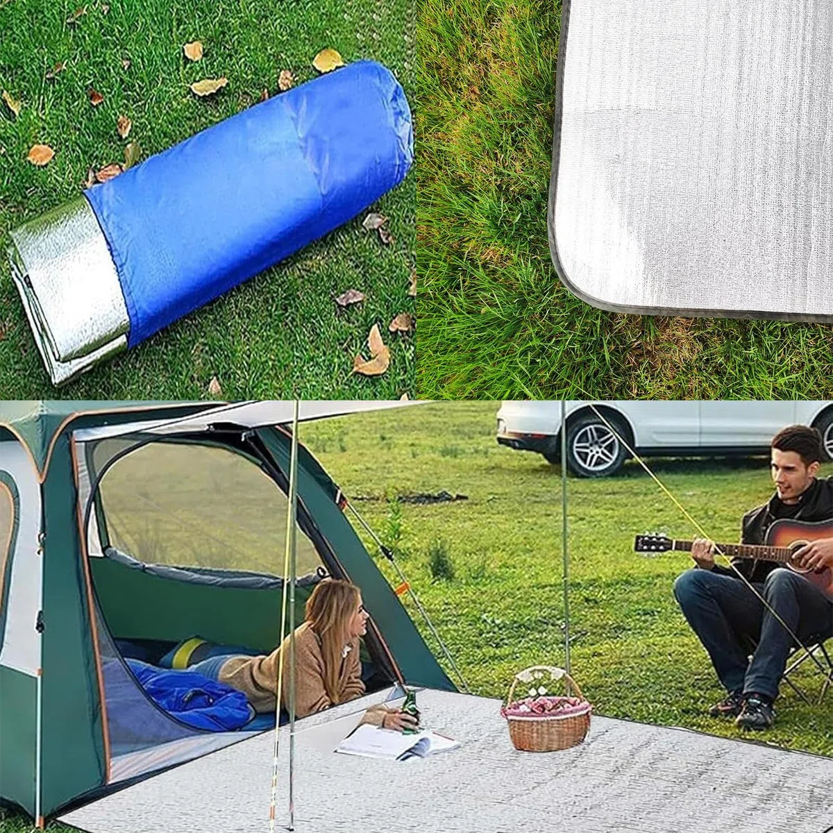 200 * 200cm Tapis De Sol Isolant en Aluminium, Tapis De Camping, Tapis Isolant CampingTapis Isolant Thermique Aluminium Étanche, pour Camping Randonnée Pique-Nique