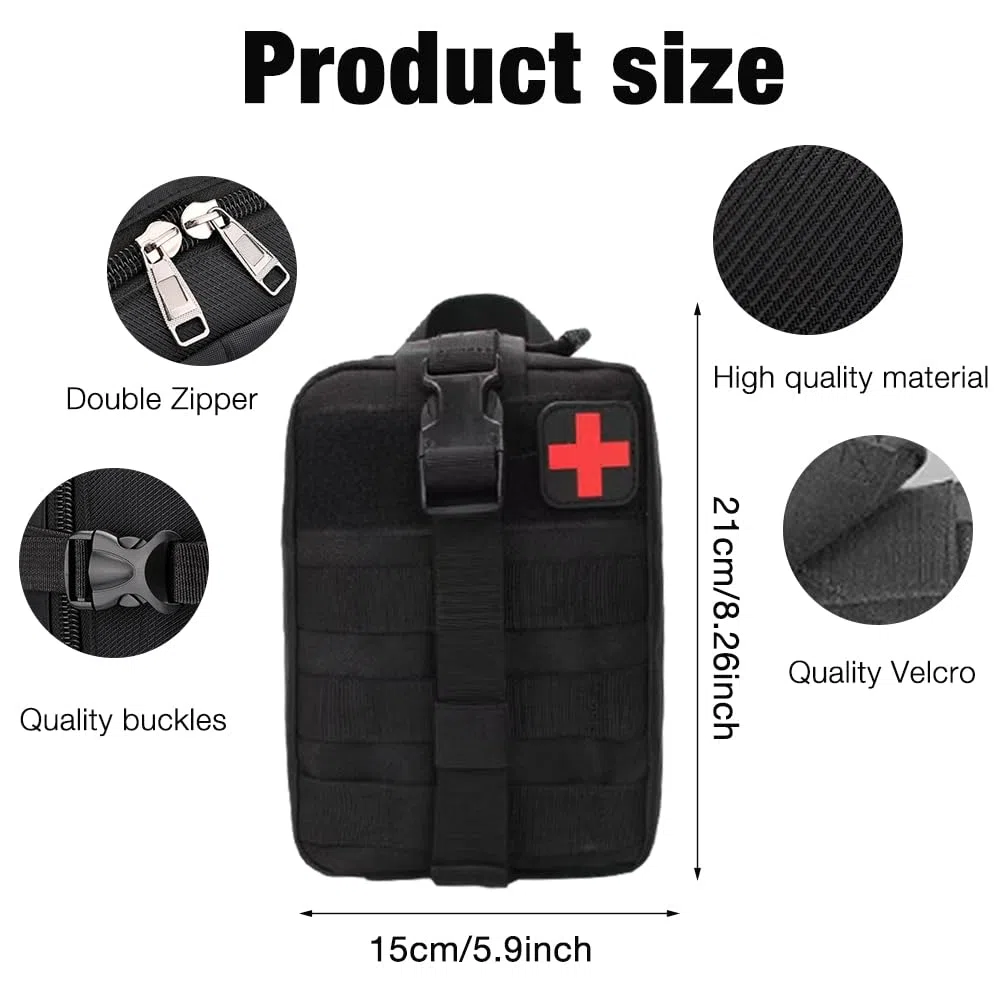 Mineup Trousse de Premiers Secours, 46 Pièces Trousse de Secours Tactique, Trousse de Secours Militaire, Pochette médecine tactique pour la Maison, La Voiture, Le Camping en Plein Air