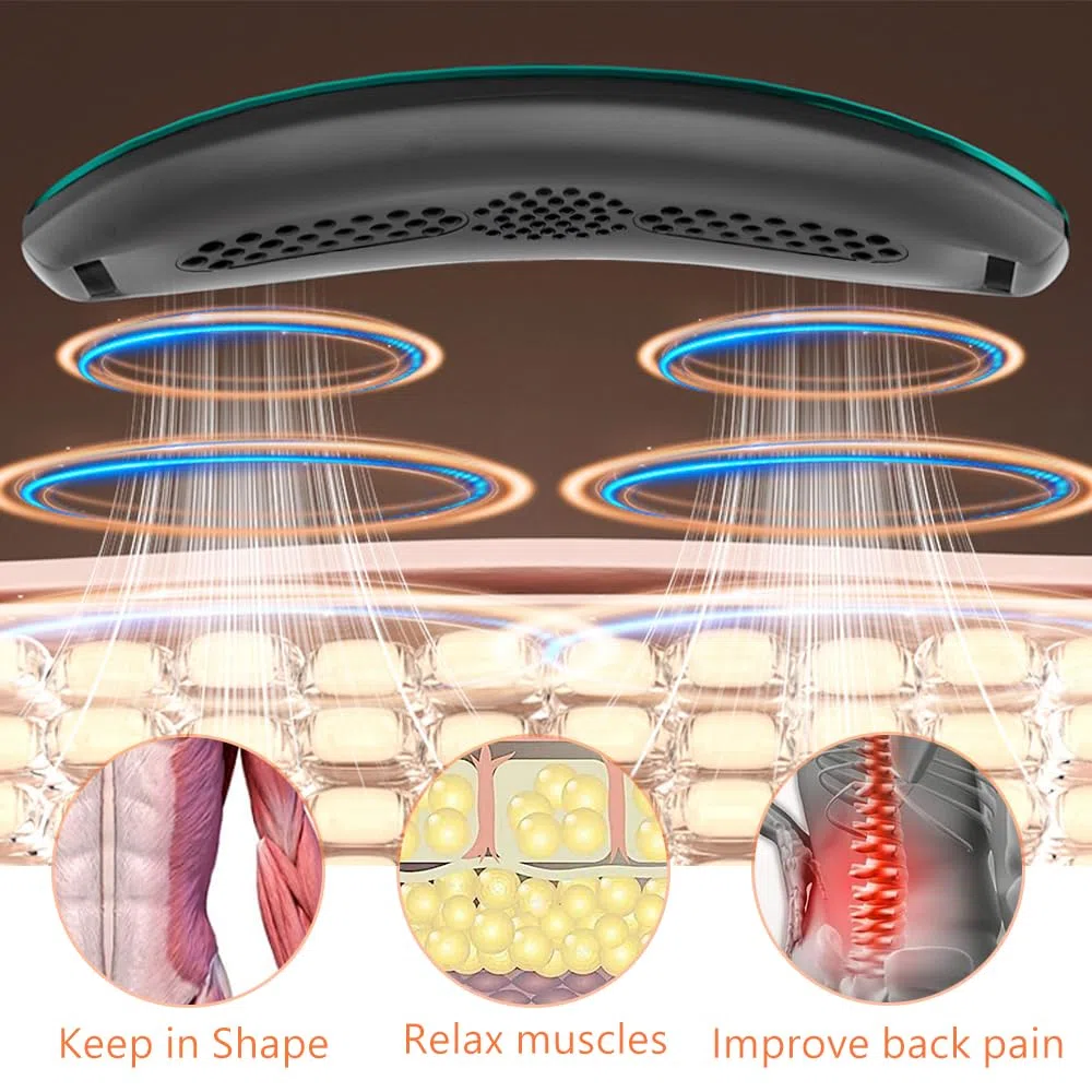Appareil de massage abdominal, massage abdominal avec chaleur, Le mode vibration sert à soulager la fatigue et convient à l'abdomen, aux reins et au dos (vert)