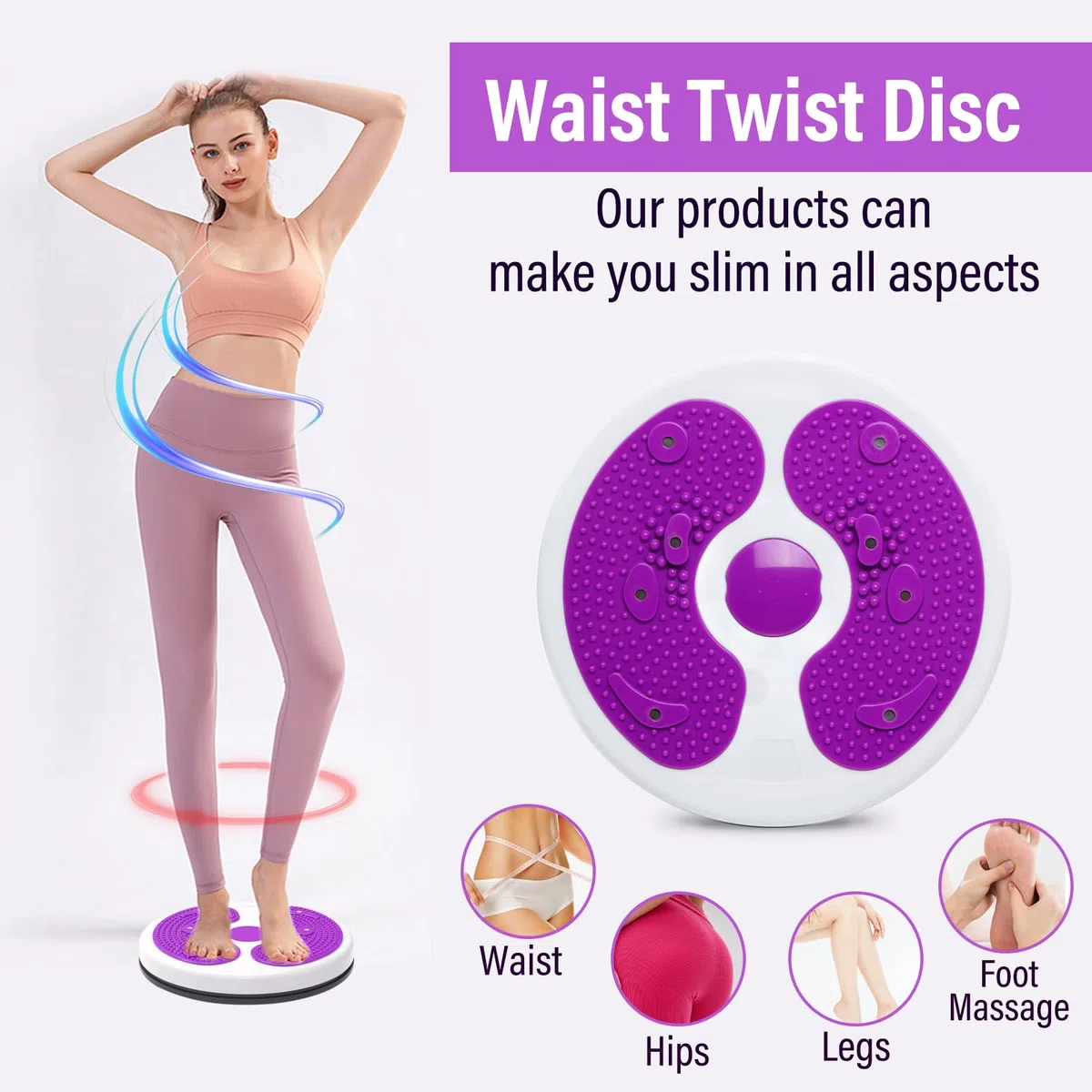 Waist Twisting Disc,Waist Whisper Exercise,Twist Waist Disc Board with Drawstring,Exercise for Waist Home Gym Equipment Twist Board Exercise with Massage Foot Sole