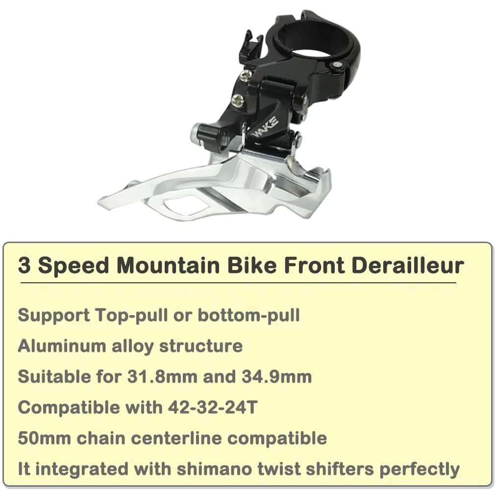 CYSKY Dérailleur Avant VTT 3 Plateaux, Compatible avec Les Routages Supérieurs ou Inférieurs, Supporte Les Diamètres de Tube de Selle de 31,8mm/34,9mm pour VTT