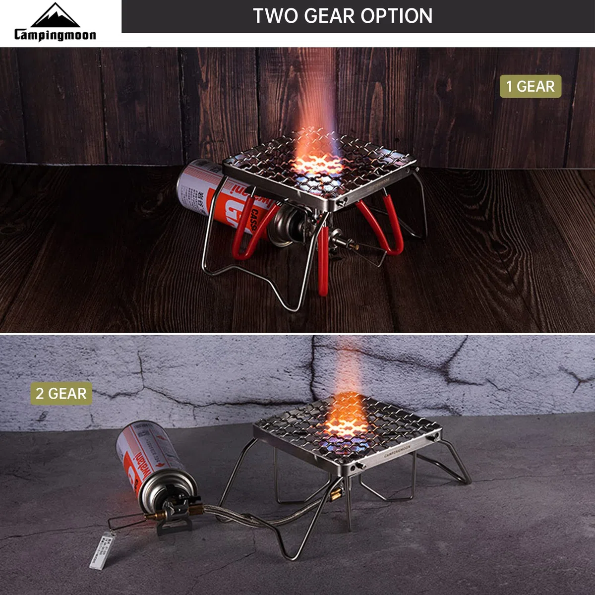 Campingmoon Grille portable pour feu de camp en acier inoxydable 304 pliable avec pieds et sac de transport