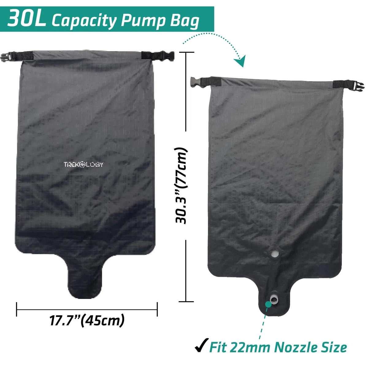 TREKOLOGY Sac de Pompe de 30 L avec Dessus Enroulable pour Tapis de Couchage UL80v2, Sac de Pompe pour Tapis de Camping, Tapis de Couchage, Matelas de Couchage gonflables