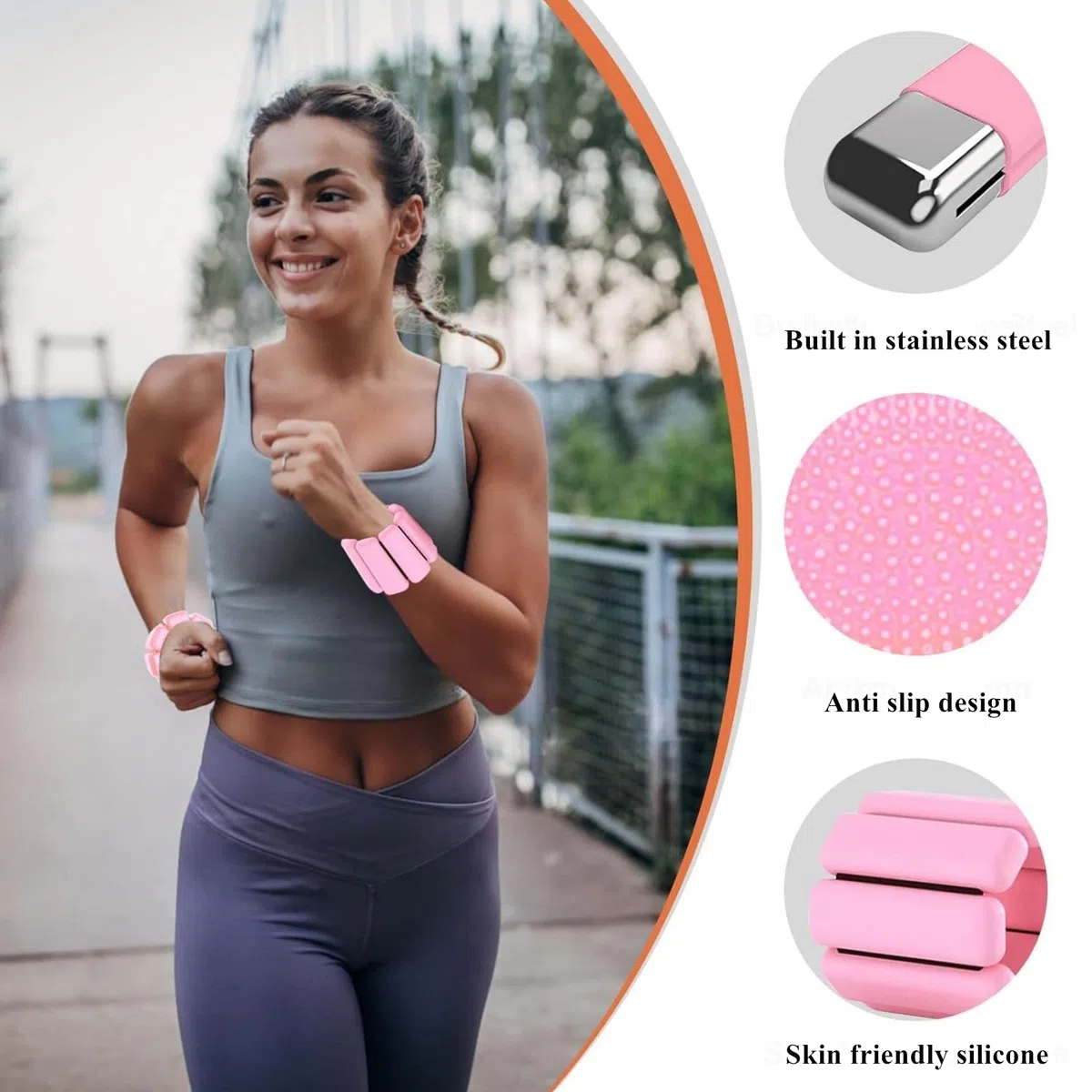 1 Paire de Poids de Poignet,Poids de Cheville,Réglables Sangles Poignet Amovible,Bracelet de Poids Portable,Poids de Musculation Poignet/Jambe/Bras pour Exercice Jogging Yoga Danse Marche