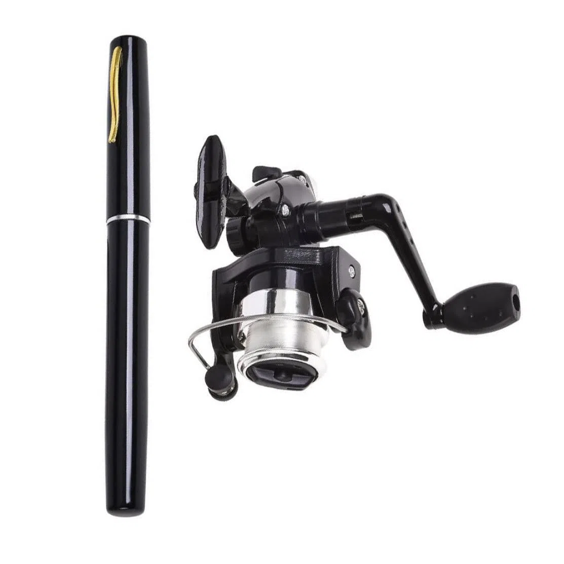 Canne à pêche d'apparence Mini Stylo, Roue rotative Portable pour la pêche en Plein air en Hiver