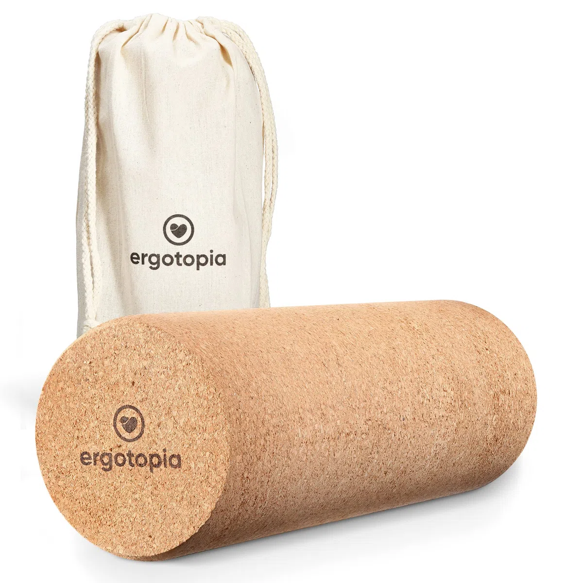 Ergotopia Rouleau de Massage - Rouleau Massage Sport en Liège Écologique Durable - Rouleau d'Automassage Musculaire du Dos - Kit Massage Fascia - Rouleau Fitness pour Stimuler les Muscles Profonds
