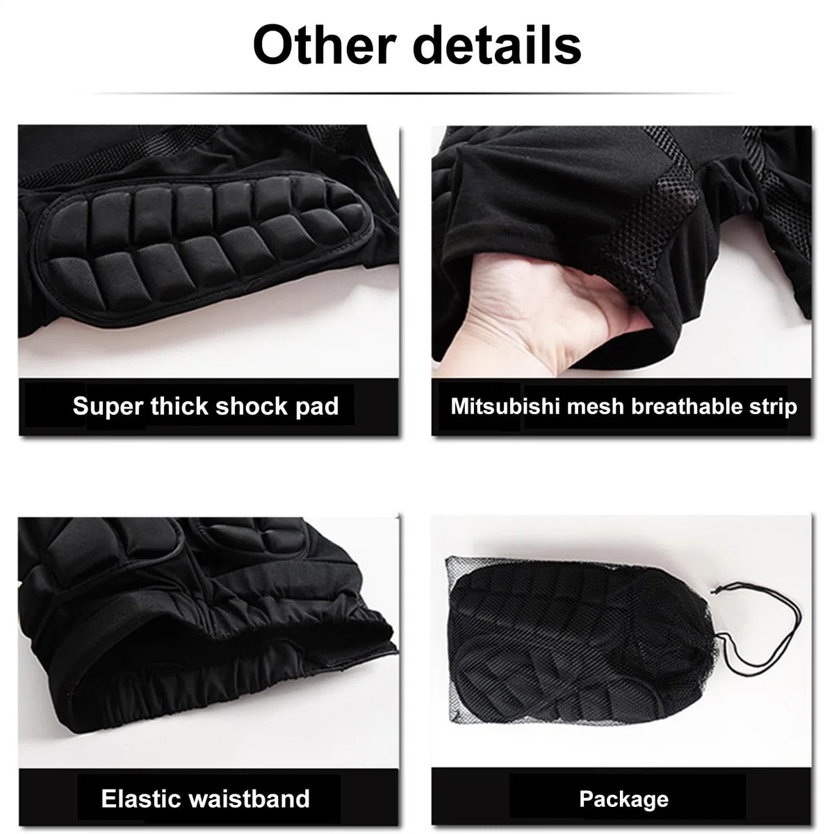 Short de protection rembourré 3D – Pantalon de protection pour coccyx, coussinets de protection respirants pour les hanches, short léger et confortable | Rembourrage durable résistant aux chocs, conce