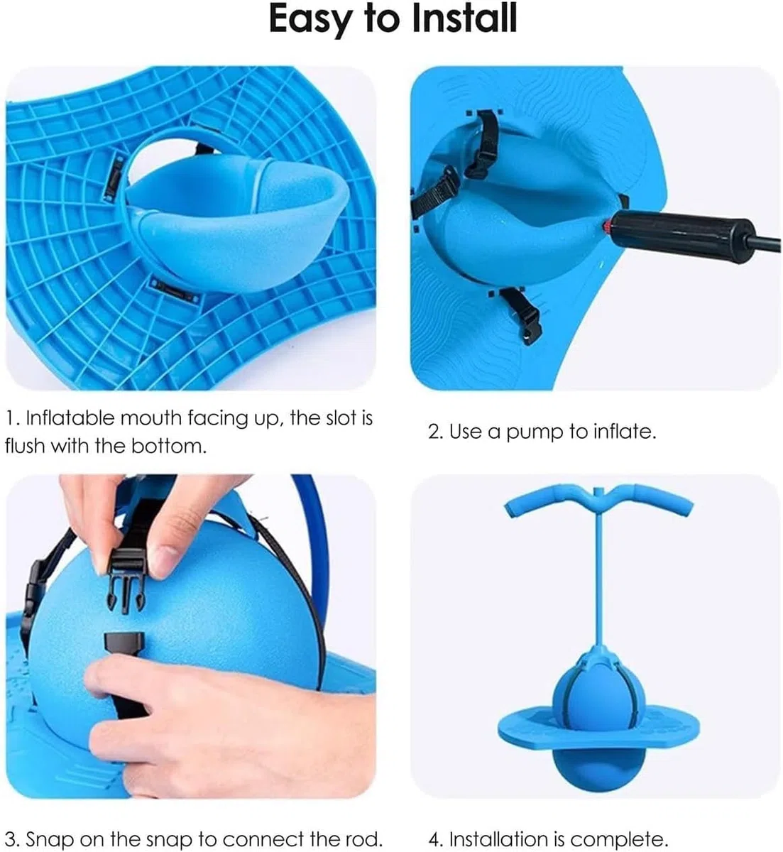Générique Balle de Saut d'équilibre, Ballon Sauteur Pogo avec Poignée, Bâton Sauteur avec Repose-Pieds Antidérapants, Sûr et Amusant pour Intérieur et Extérieur (Bleu)