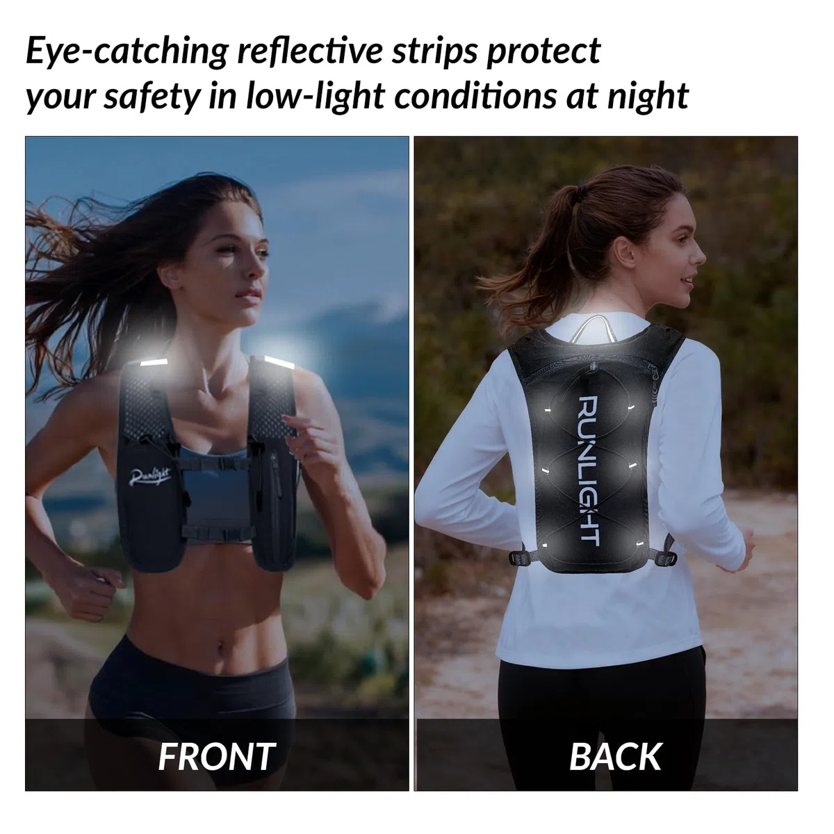 Gilet de course, sac à dos à eau léger avec bouteille souple de 500 ml, sac à dos de course pour hommes et femmes, sac à dos d'hydratation pour la randonnée, le cyclisme pour hommes et femmes