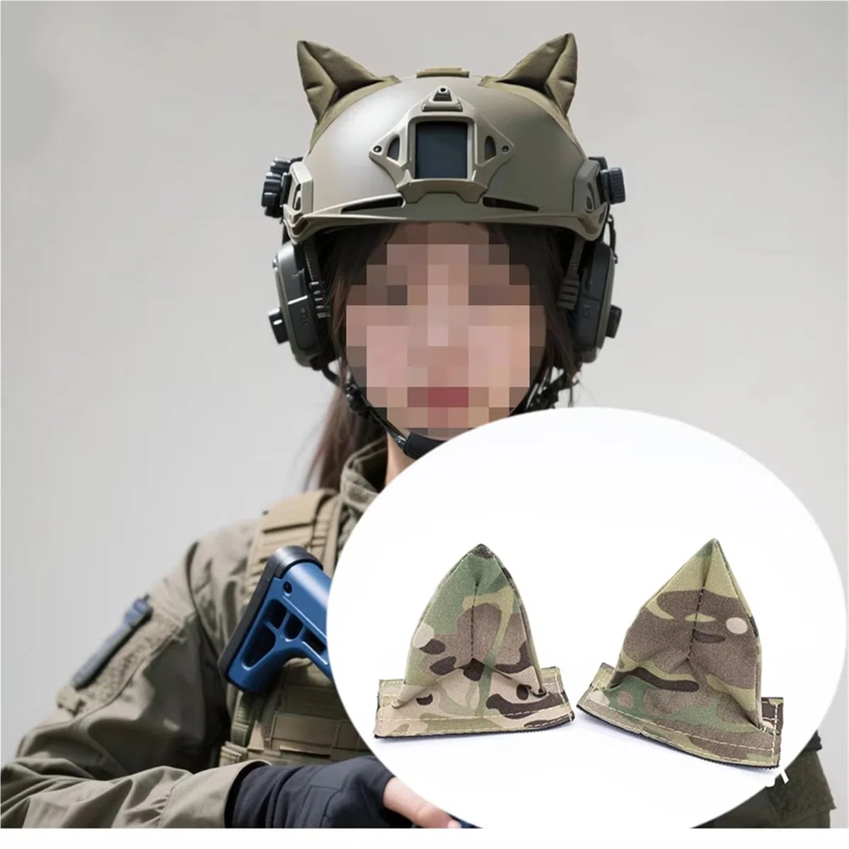 Écusson Tactique for Casque avec Oreilles De Chat Décoratives – Taille Universelle for Casques D'airsoft Fast, Accessoires De Cosplay Et De Jeux De Guerre, Équipement De Tir en Extérieur