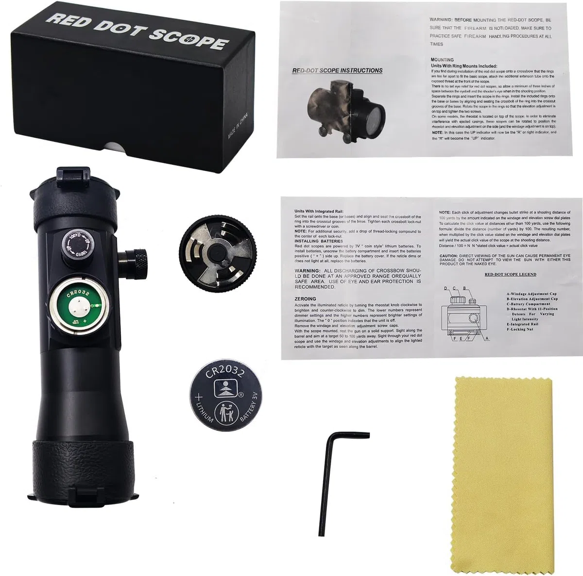 Lunette Point Rouge 3x44, monoculaire d'extérieur entièrement en métal, réglable manuellement, avec Couvercle Rabattable, Accessoires pour Fusil de Chasse Slingshot